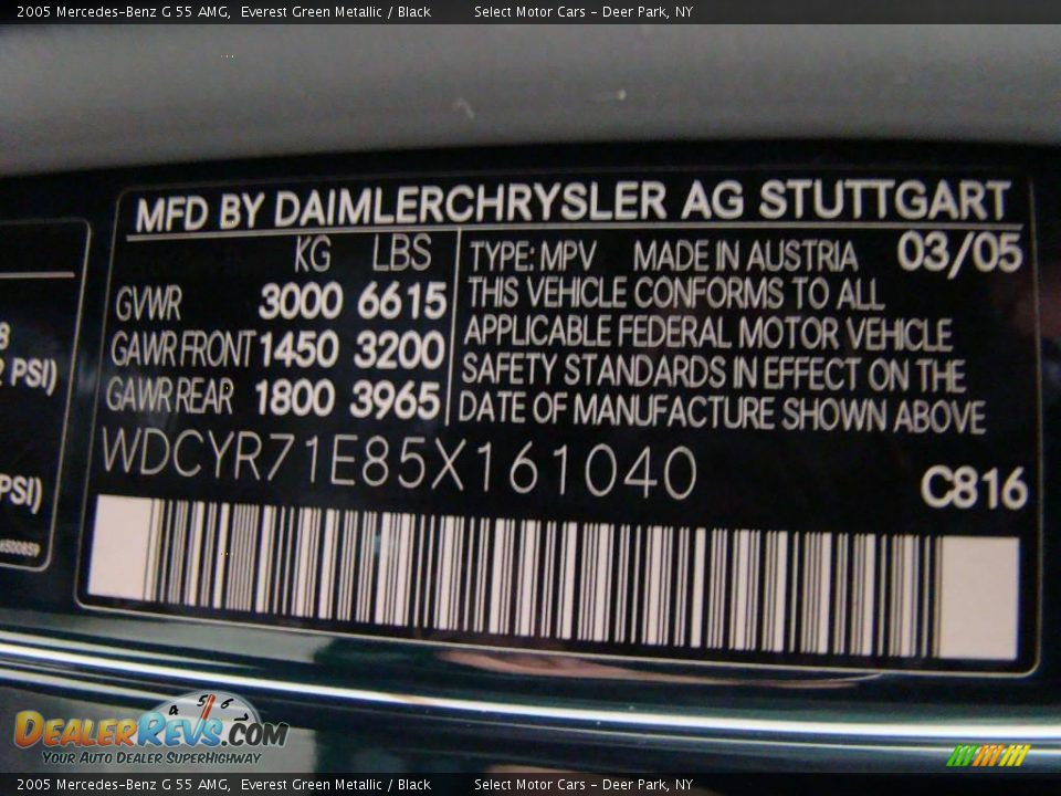 2005 Mercedes-Benz G 55 AMG Everest Green Metallic / Black Photo #16