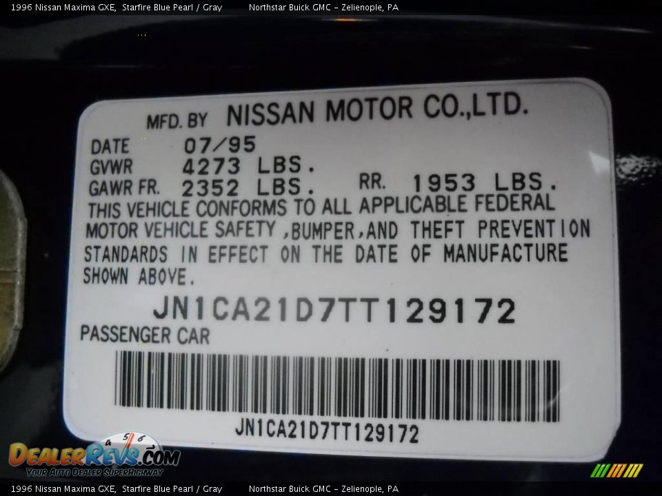 1996 Nissan Maxima GXE Starfire Blue Pearl / Gray Photo #9