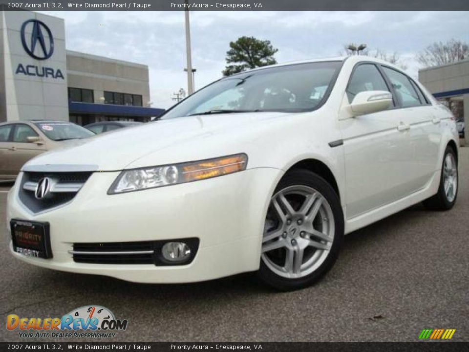 2007 Acura TL 3.2 White Diamond Pearl / Taupe Photo #1