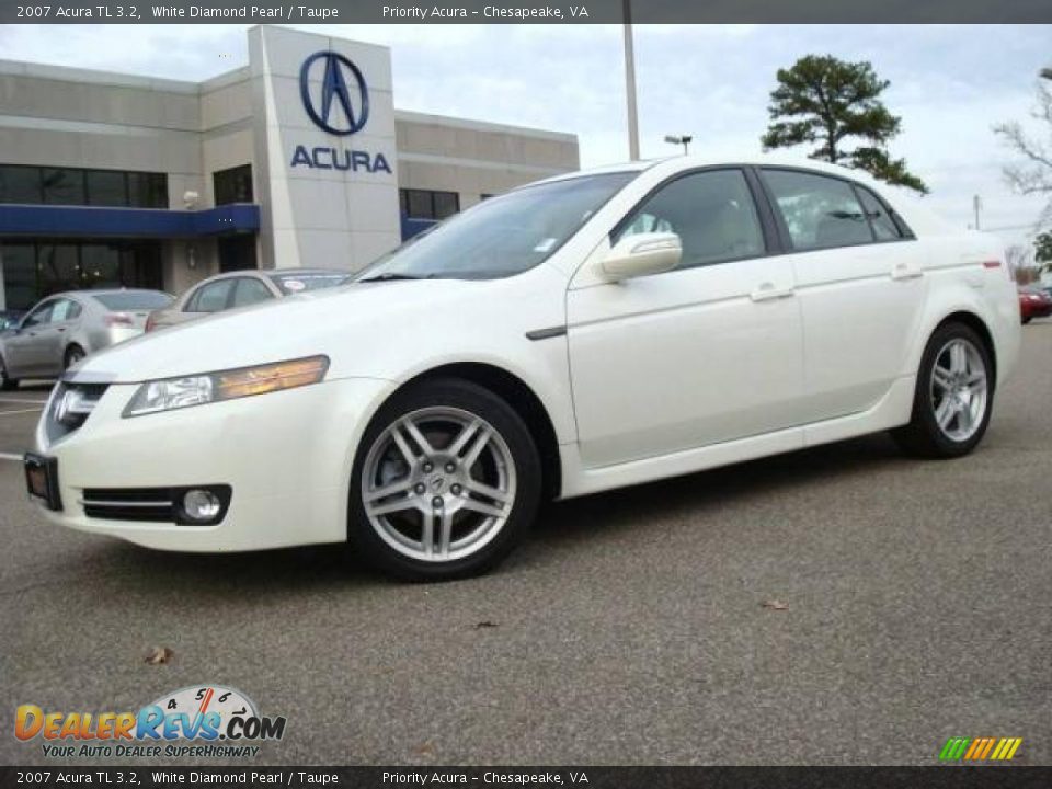 2007 Acura TL 3.2 White Diamond Pearl / Taupe Photo #2