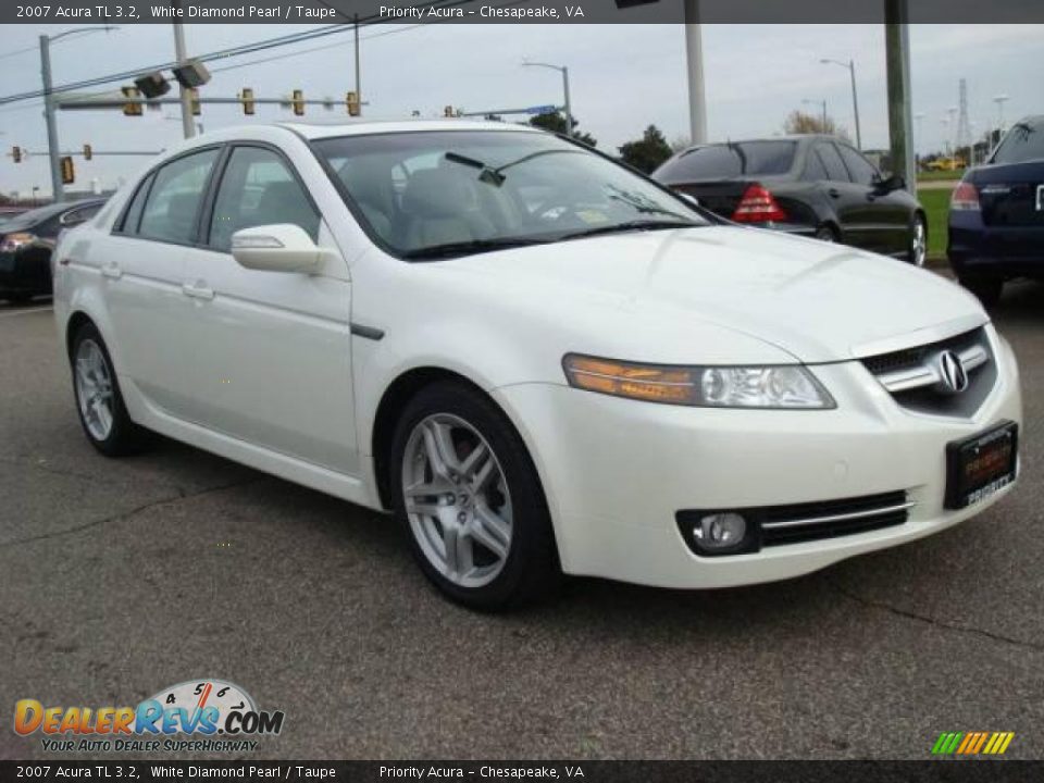 2007 Acura TL 3.2 White Diamond Pearl / Taupe Photo #7