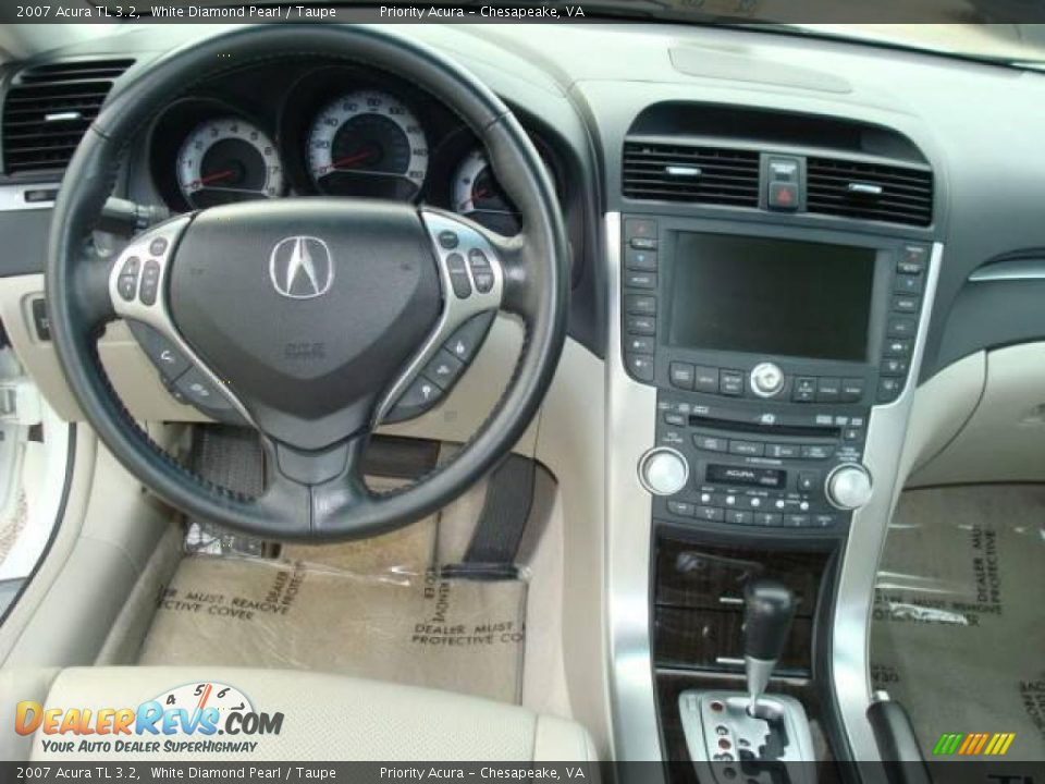 2007 Acura TL 3.2 White Diamond Pearl / Taupe Photo #11