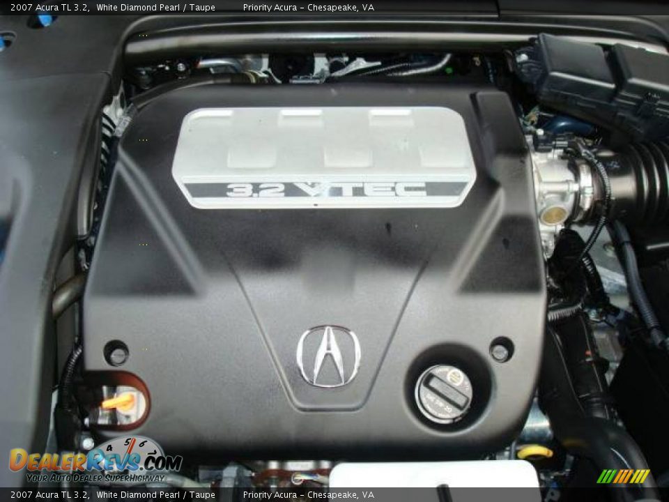 2007 Acura TL 3.2 White Diamond Pearl / Taupe Photo #25