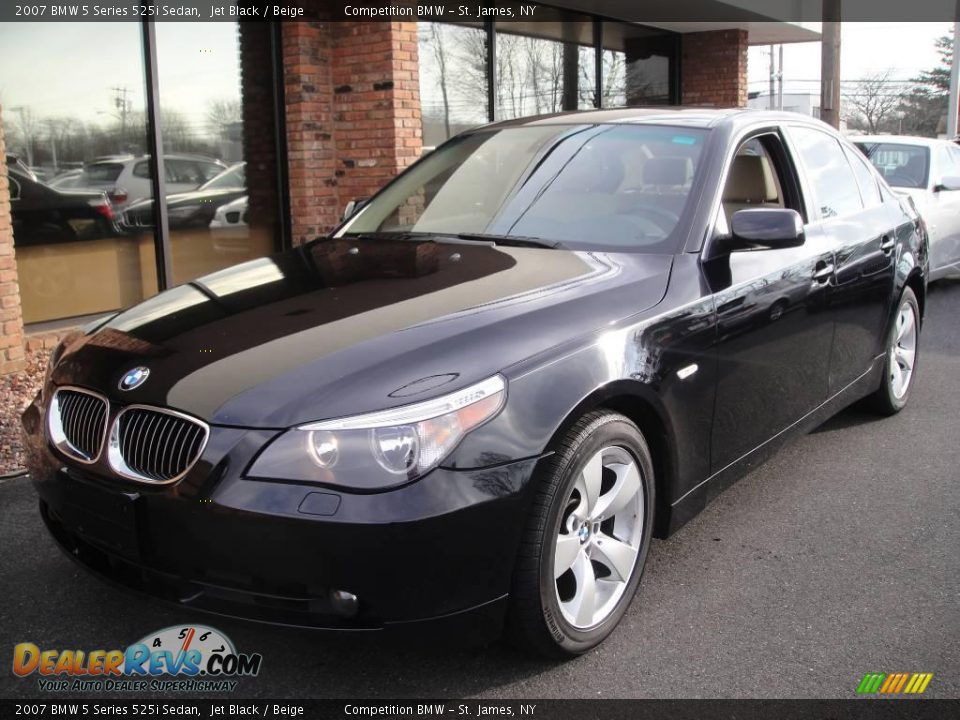 2007 BMW 5 Series 525i Sedan Jet Black / Beige Photo #1