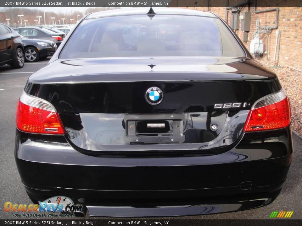 2007 BMW 5 Series 525i Sedan Jet Black / Beige Photo #5