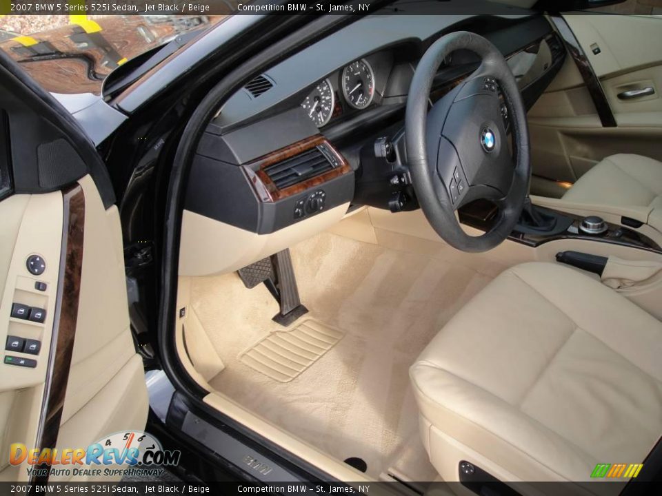 2007 BMW 5 Series 525i Sedan Jet Black / Beige Photo #10