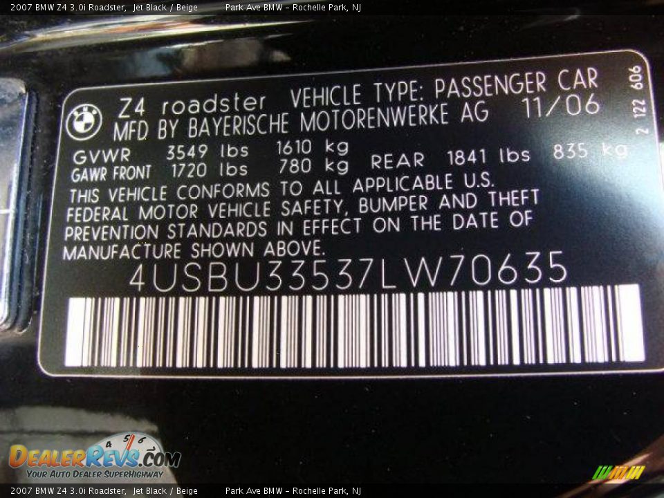 2007 BMW Z4 3.0i Roadster Jet Black / Beige Photo #29
