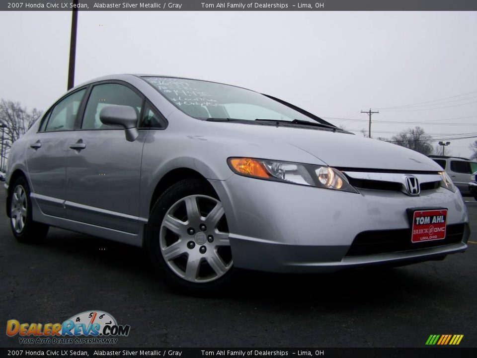 2007 Honda Civic LX Sedan Alabaster Silver Metallic / Gray Photo #1
