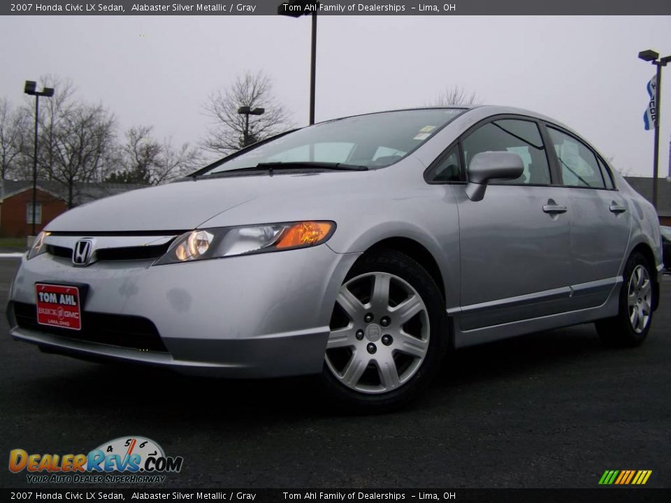 2007 Honda Civic LX Sedan Alabaster Silver Metallic / Gray Photo #5