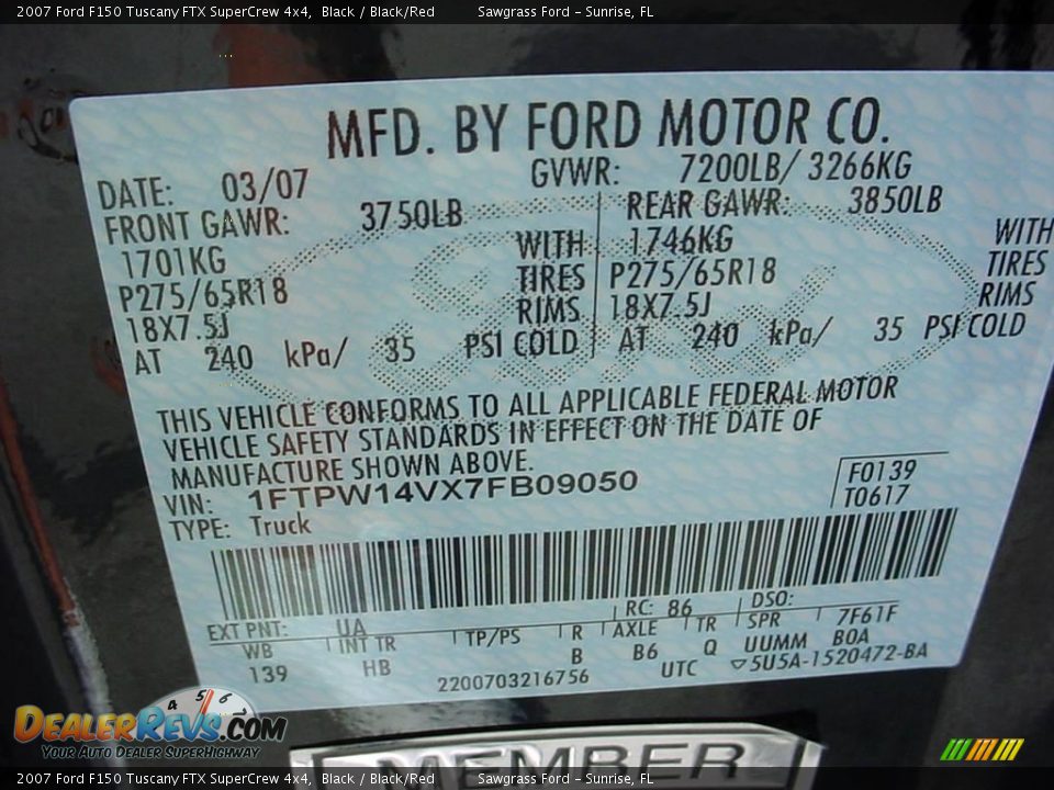 2007 Ford F150 Tuscany FTX SuperCrew 4x4 Black / Black/Red Photo #22