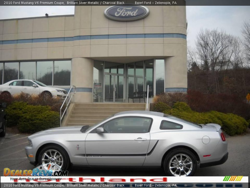 2010 Ford Mustang V6 Premium Coupe Brilliant Silver Metallic / Charcoal Black Photo #1