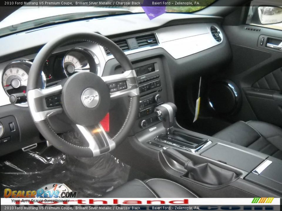 2010 Ford Mustang V6 Premium Coupe Brilliant Silver Metallic / Charcoal Black Photo #10