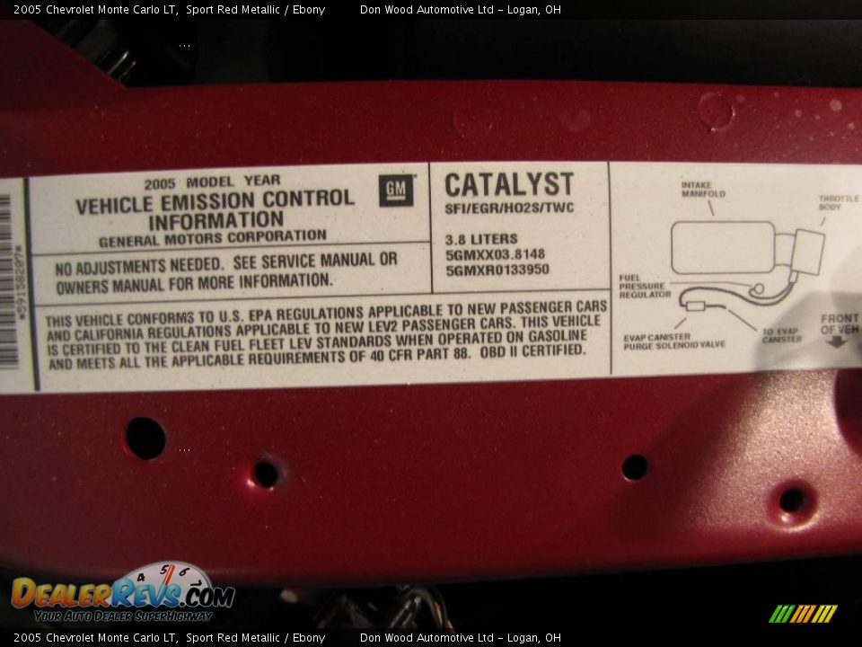 2005 Chevrolet Monte Carlo LT Sport Red Metallic / Ebony Photo #17