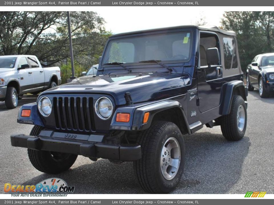 2001 Jeep Wrangler Sport 4x4 Patriot Blue Pearl / Camel Photo #1