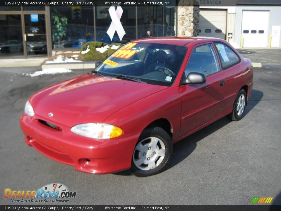 1999 Hyundai Accent GS Coupe Cherry Red / Gray Photo #1