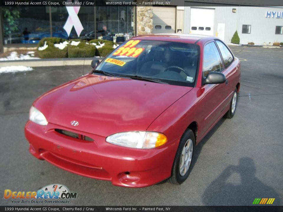 1999 Hyundai Accent GS Coupe Cherry Red / Gray Photo #2