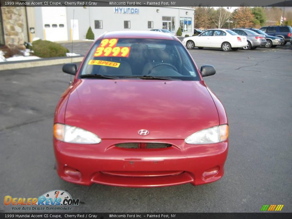 1999 Hyundai Accent GS Coupe Cherry Red / Gray Photo #3