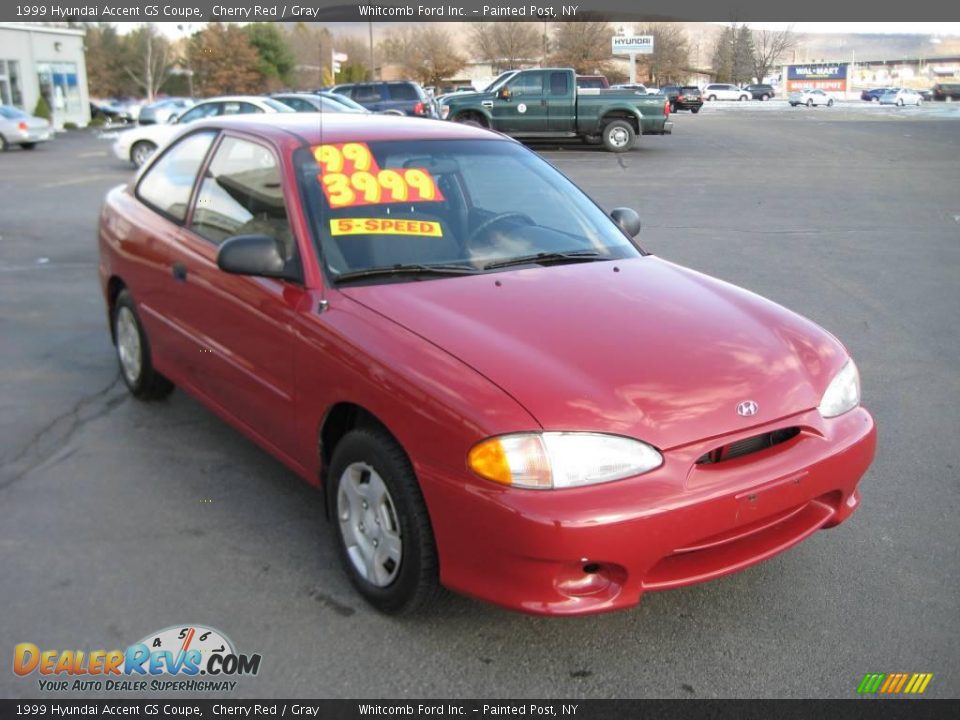 1999 Hyundai Accent GS Coupe Cherry Red / Gray Photo #4