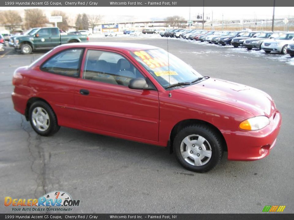 1999 Hyundai Accent GS Coupe Cherry Red / Gray Photo #5