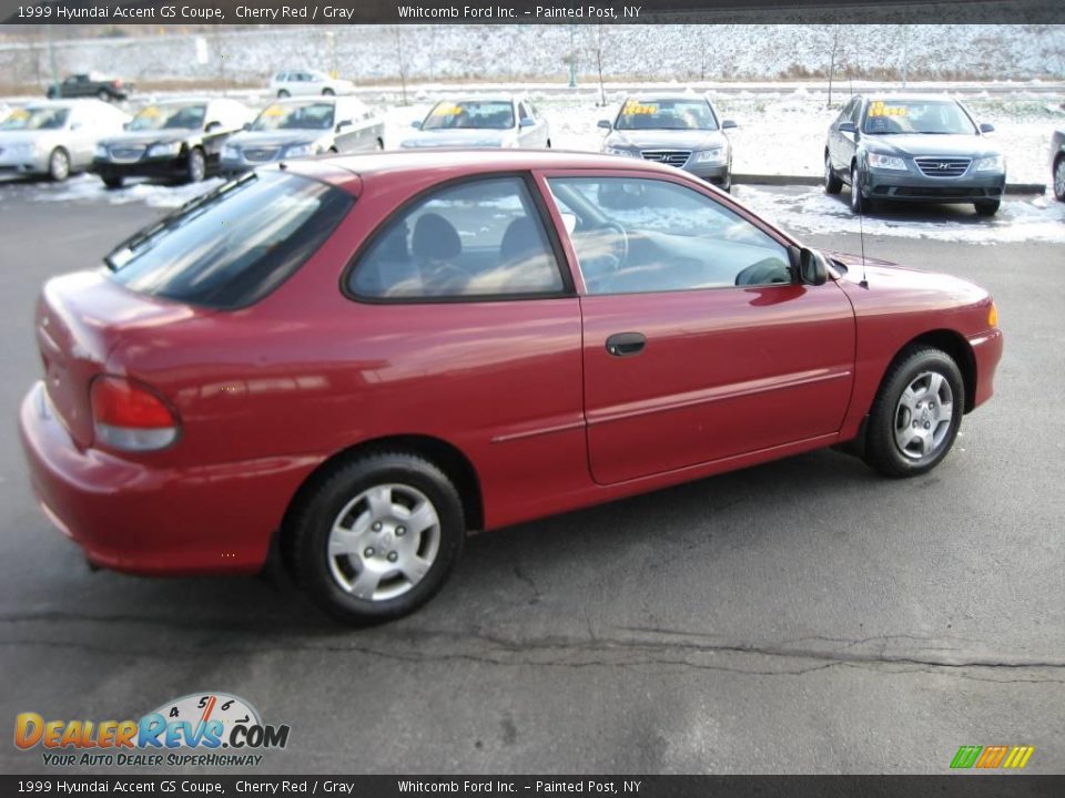 1999 Hyundai Accent GS Coupe Cherry Red / Gray Photo #6