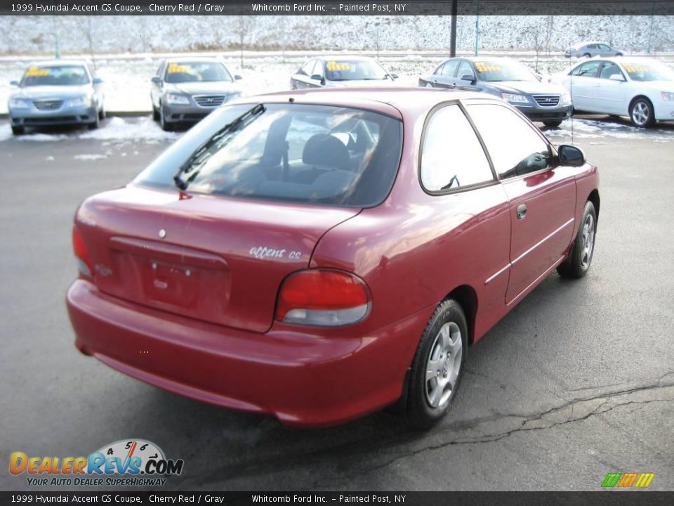 1999 Hyundai Accent GS Coupe Cherry Red / Gray Photo #7