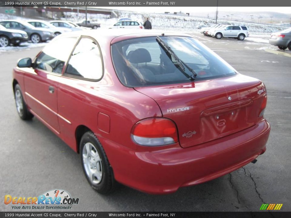 1999 Hyundai Accent GS Coupe Cherry Red / Gray Photo #9