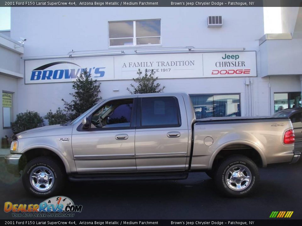 2001 Ford F150 Lariat SuperCrew 4x4 Arizona Beige Metallic / Medium Parchment Photo #1