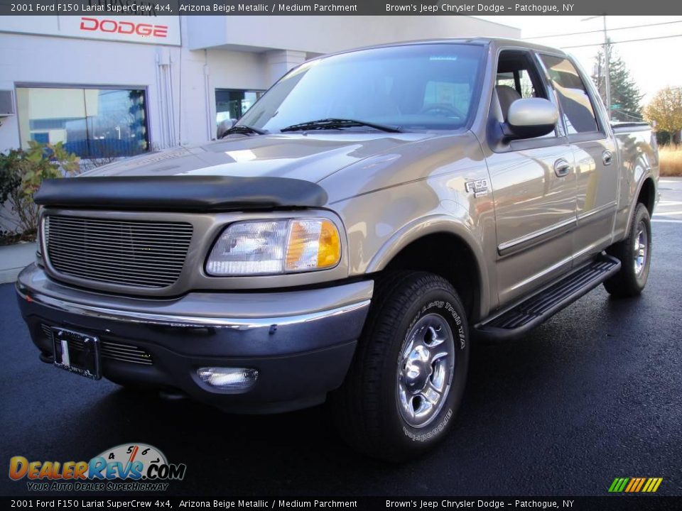 2001 Ford F150 Lariat SuperCrew 4x4 Arizona Beige Metallic / Medium Parchment Photo #3
