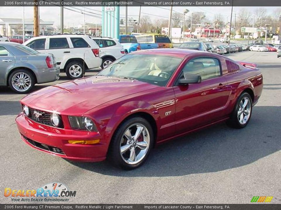 2006 Ford Mustang GT Premium Coupe Redfire Metallic / Light Parchment Photo #3