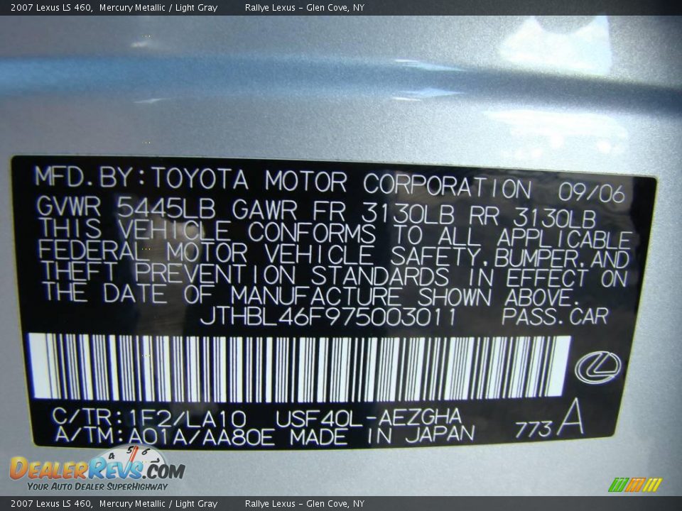 2007 Lexus LS 460 Mercury Metallic / Light Gray Photo #15