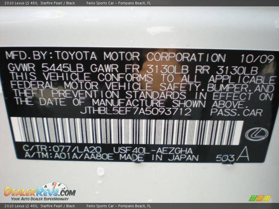 2010 Lexus LS 460 Starfire Pearl / Black Photo #30
