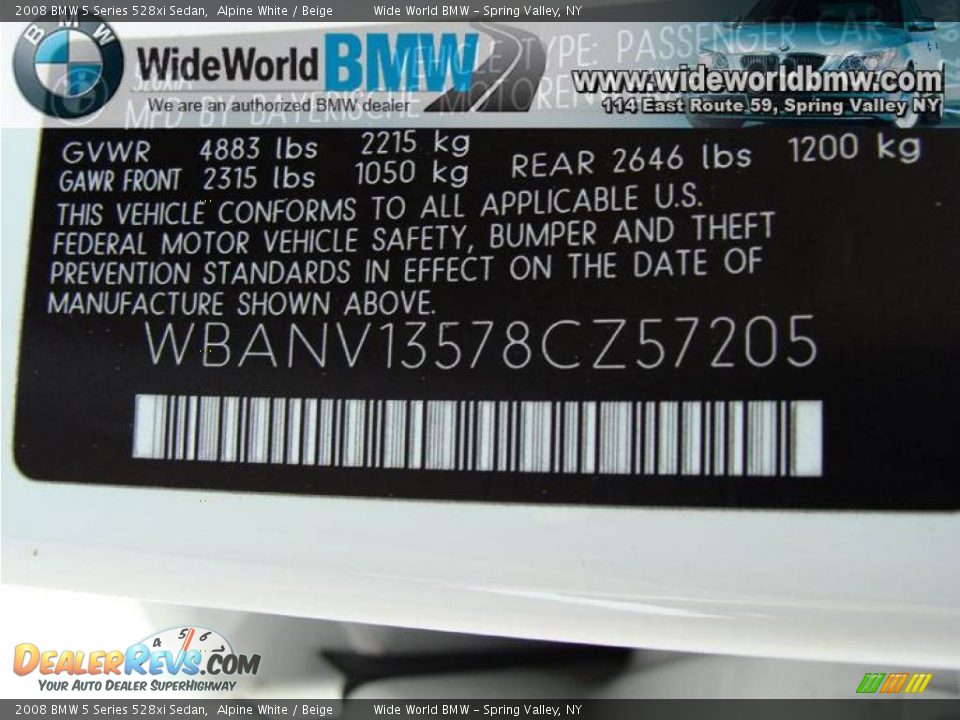 2008 BMW 5 Series 528xi Sedan Alpine White / Beige Photo #15