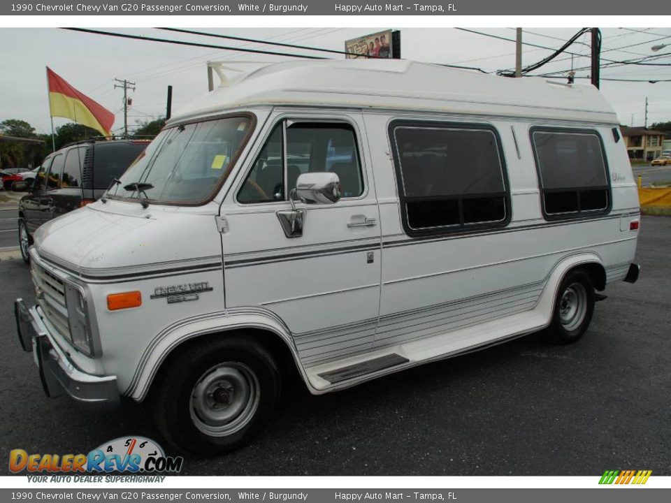 1990 Chevrolet Chevy Van G20 Passenger Conversion White / Burgundy Photo #1