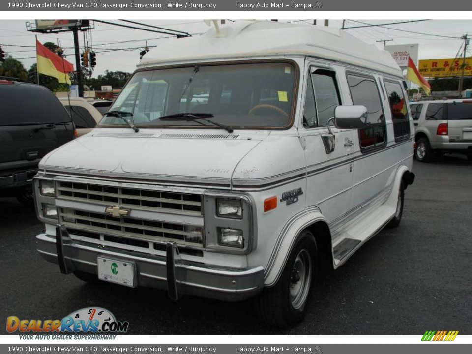 1990 Chevrolet Chevy Van G20 Passenger Conversion White / Burgundy Photo #4