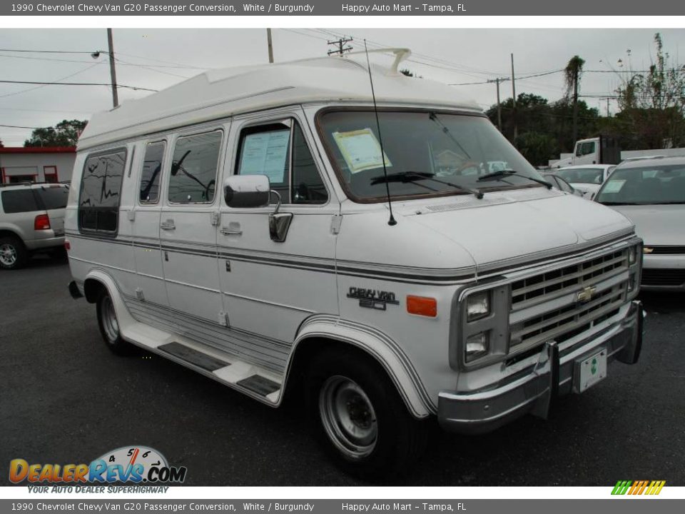 1990 Chevrolet Chevy Van G20 Passenger Conversion White / Burgundy Photo #5