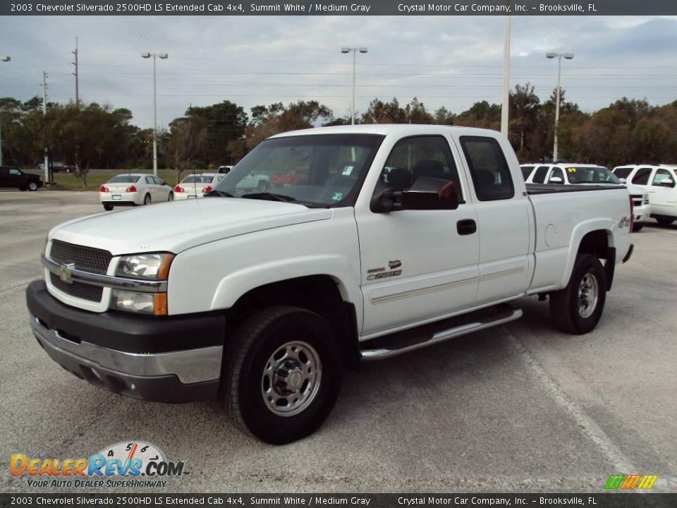 2003 Chevrolet Silverado 2500HD LS Extended Cab 4x4 Summit White / Medium Gray Photo #1