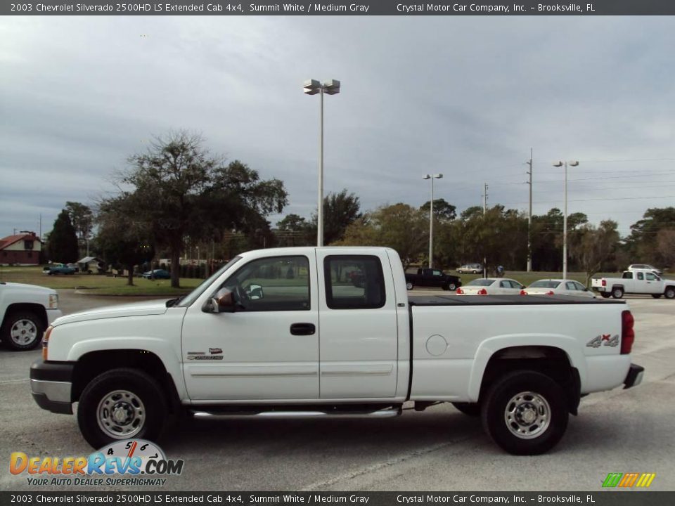 2003 Chevrolet Silverado 2500HD LS Extended Cab 4x4 Summit White / Medium Gray Photo #2