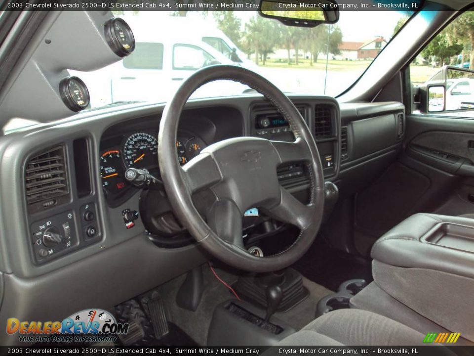 2003 Chevrolet Silverado 2500HD LS Extended Cab 4x4 Summit White / Medium Gray Photo #6