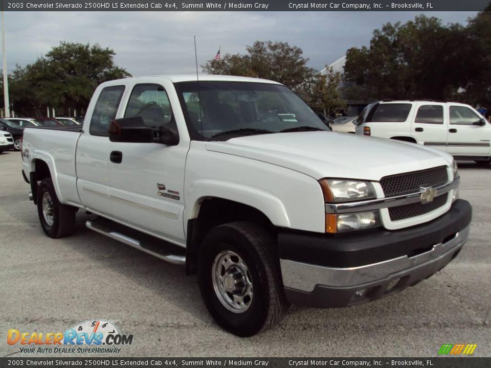 2003 Chevrolet Silverado 2500HD LS Extended Cab 4x4 Summit White / Medium Gray Photo #10