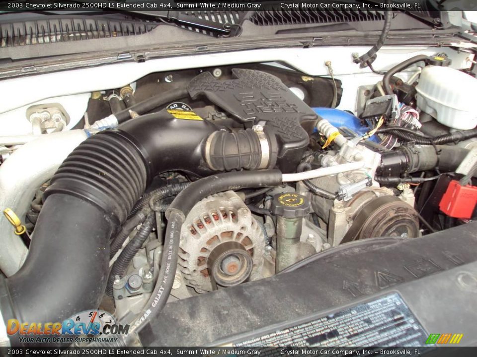 2003 Chevrolet Silverado 2500HD LS Extended Cab 4x4 Summit White / Medium Gray Photo #15