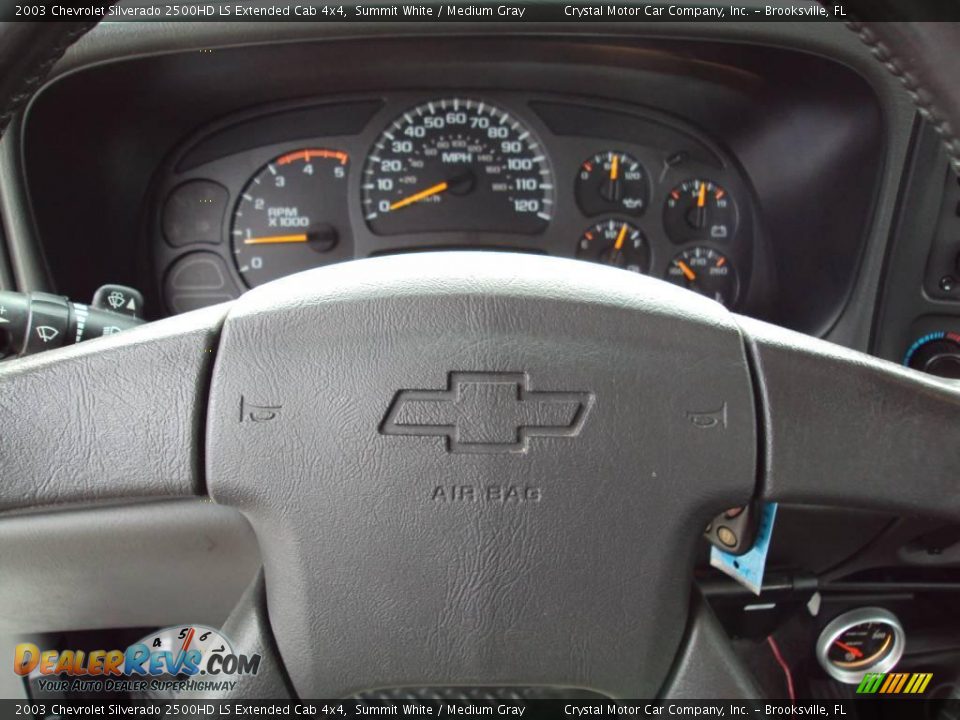 2003 Chevrolet Silverado 2500HD LS Extended Cab 4x4 Summit White / Medium Gray Photo #22