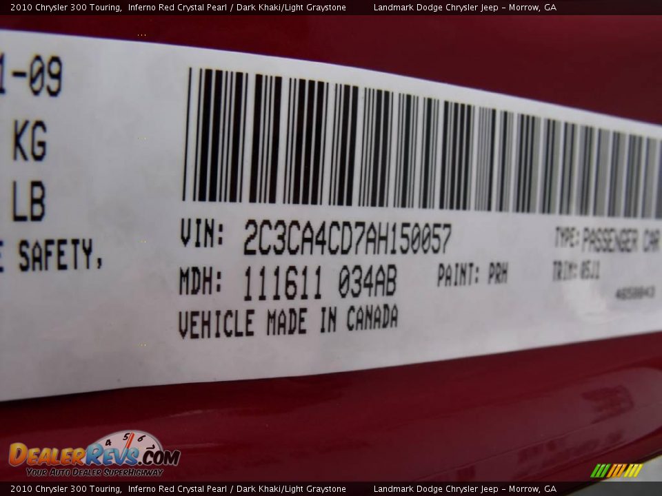 2010 Chrysler 300 Touring Inferno Red Crystal Pearl / Dark Khaki/Light Graystone Photo #15