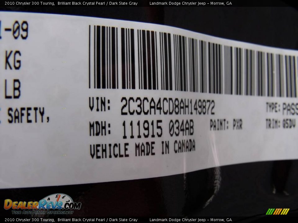 2010 Chrysler 300 Touring Brilliant Black Crystal Pearl / Dark Slate Gray Photo #15