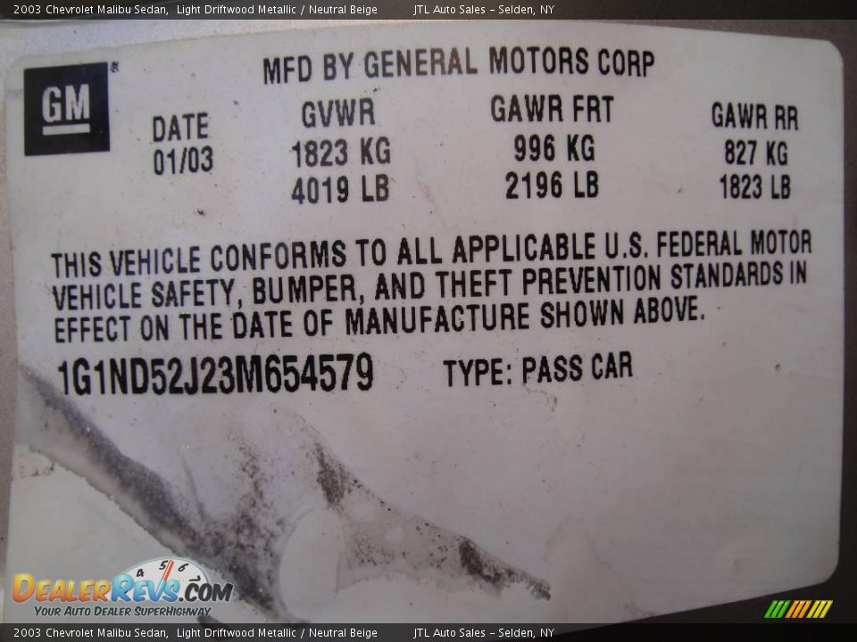 2003 Chevrolet Malibu Sedan Light Driftwood Metallic / Neutral Beige Photo #32