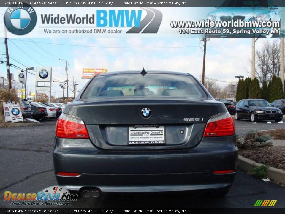 2008 BMW 5 Series 528i Sedan Platinum Grey Metallic / Grey Photo #5