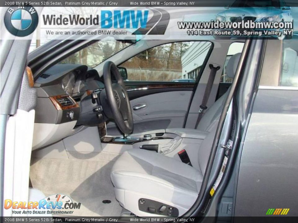 2008 BMW 5 Series 528i Sedan Platinum Grey Metallic / Grey Photo #8