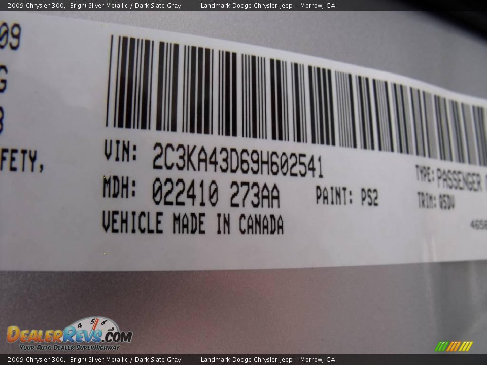 2009 Chrysler 300 Bright Silver Metallic / Dark Slate Gray Photo #15