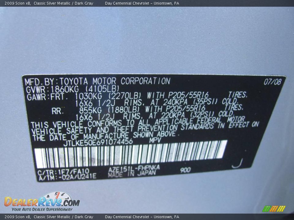 2009 Scion xB Classic Silver Metallic / Dark Gray Photo #14