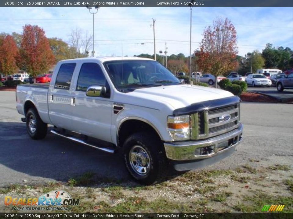 2008 Ford F250 Super Duty XLT Crew Cab 4x4 Oxford White / Medium Stone Photo #3