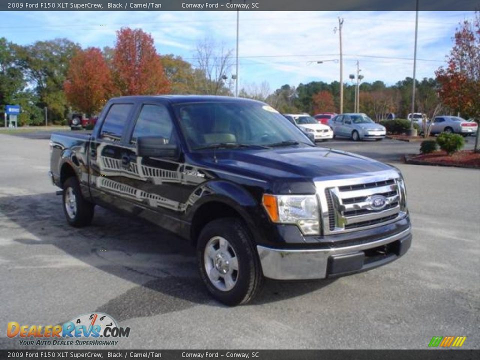 2009 Ford F150 XLT SuperCrew Black / Camel/Tan Photo #3